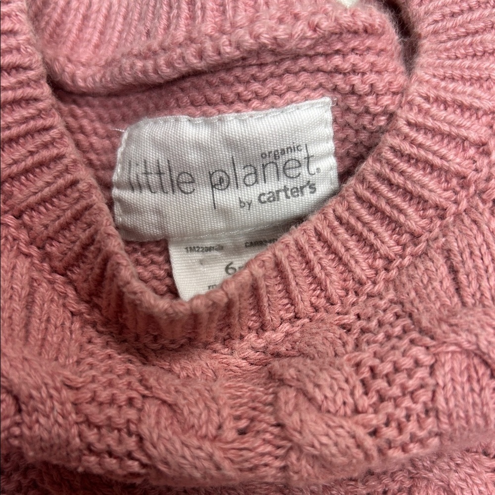 Organic Little Planet Pink Cable Knit Baby Sweater pant set - Picture 2 of 2
